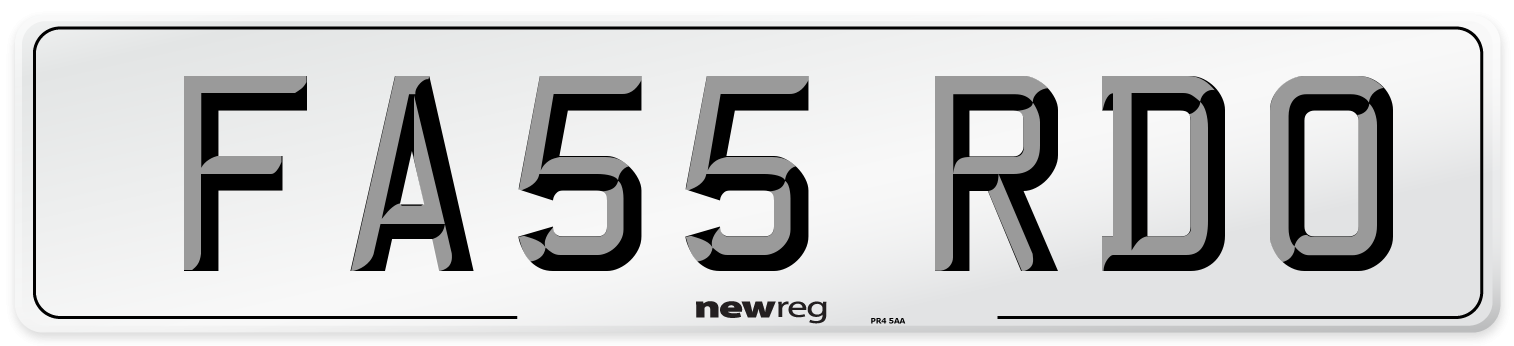 FA55 RDO Number Plate from New Reg